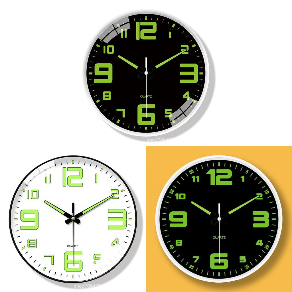 Modern Round Wall Clock With Night Glow For Living Room Decor