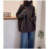 Solid Red Fluffy Knitwear: Women's High Neck Long Sleeve Sweater for Autumn and Winter