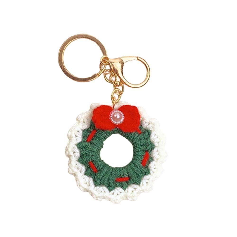 Christmas Mini Knitted Hat Keychains Knitted Gloves Christmas Hat Pendant Hat Hand-woven Christmas Gloves Keyrings Friends Gifts