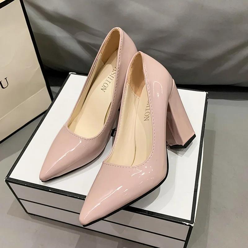 

Fashion Sexy High-heeled Shoes Women Pointed Shallow Mouth Shoes 2025 Women s Thick-heeled Fashion Shoes Plus Size 43 Zapatos Para Mujer 35 розовый