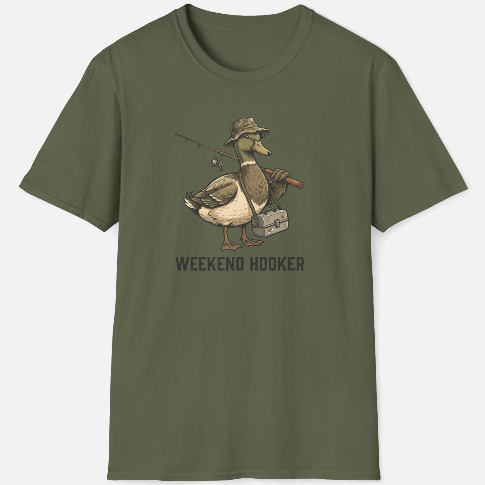 Weekend Hooker Shirt – Funny Duck Fishing Tee S