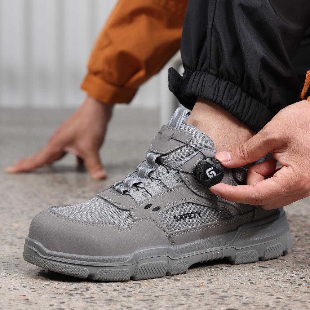 Men's labor insurance shoes are anti-smash and stab-proof in summer, up to standard 1.1 mm Kevlar sole smart buckle comfortable protective safety