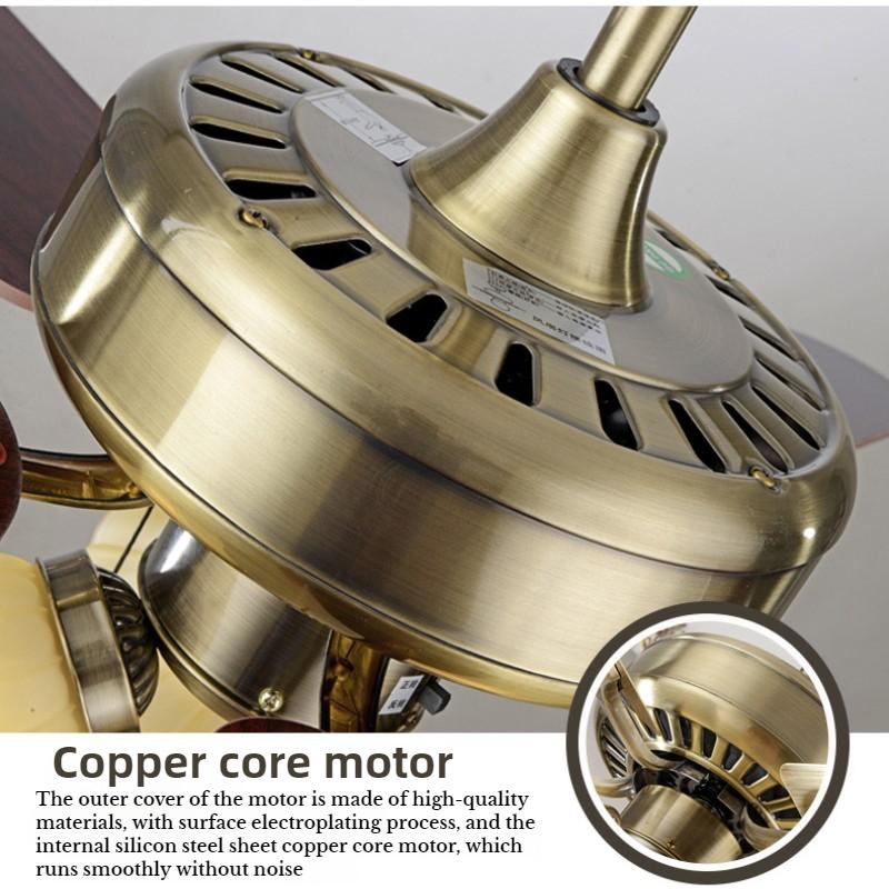 48-inch Remote Control 6-speed Reversible Interior Motor Dual Air Vane Ceiling Fan Lights