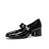 Thick heel shallow mouth soft leather single shoes women's college vocational work commuter women's shoes square head shoes