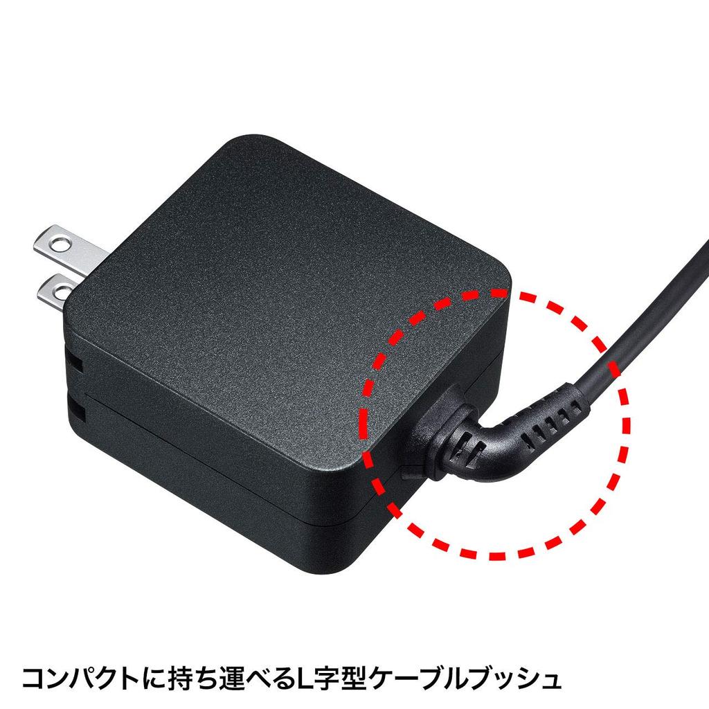 Sanwa Supply USB PD Compatible AC Charger 65W USB Integrated Cable Folding Plug Black Type-C 1.8m ACA-PD76BK