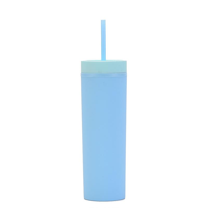 

Двухслойный стакан с прямой соломинкой, смешанный и подобранный макаронный стакан для воды, простая пластиковая чашка с резиновой краской 450ml