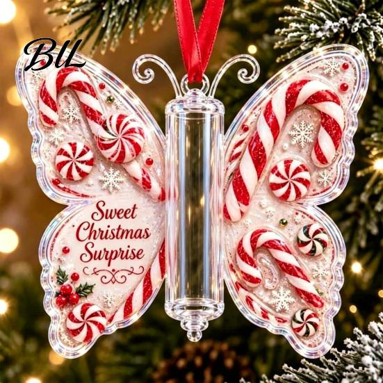Feiertagsparty Hängedekoration Schmetterling Bargeldgeschenk-Schmuckstück, Weihnachts-Geldhalter mit Geschenken für Familie Freunde Festlicher Druck, Acryl-Baum-Anhänger