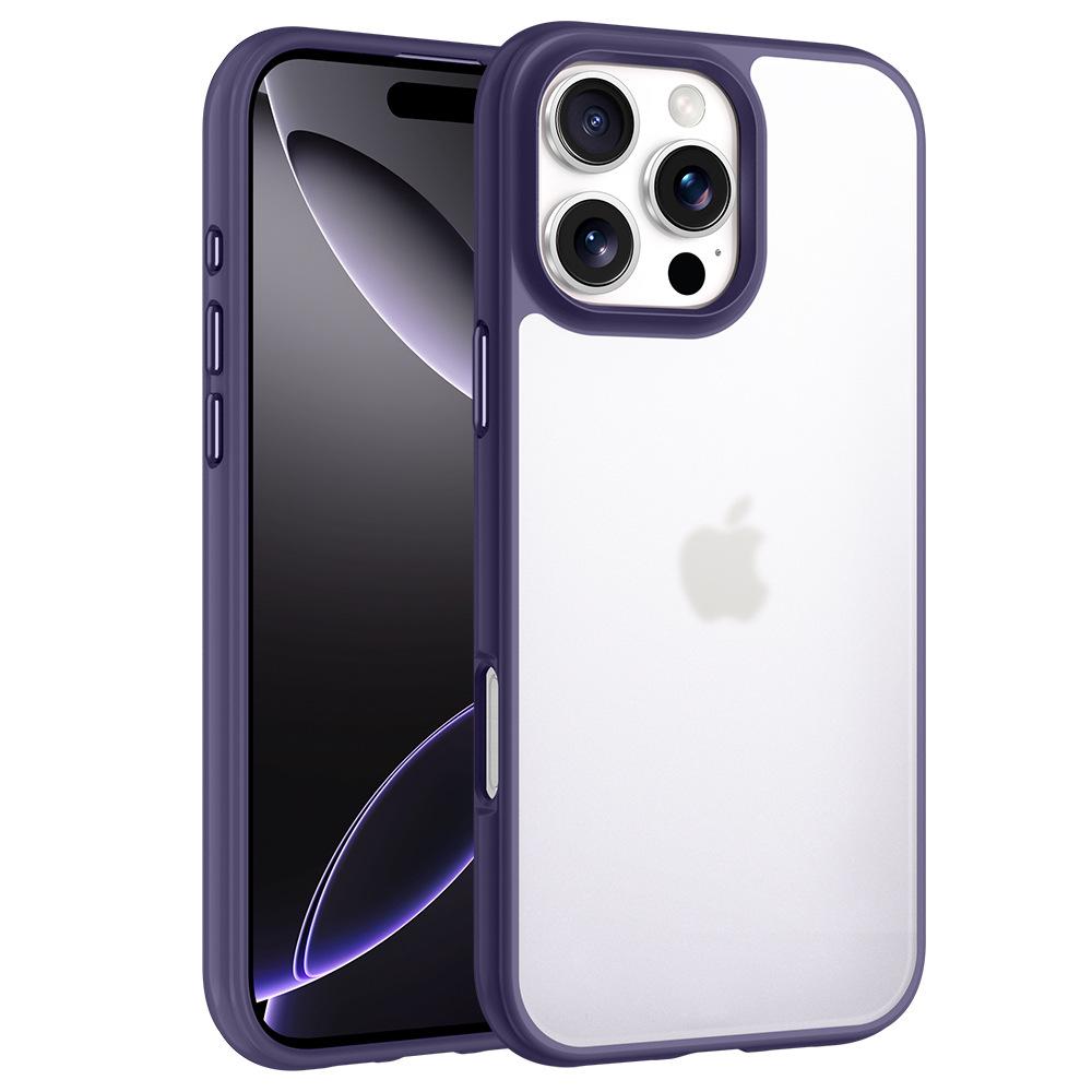 Frosted Skin-feeling Transparent Shell Suitable for Apple 16 Four Corner Anti-fall Case 14 IPhone 15 Metal Independent Button