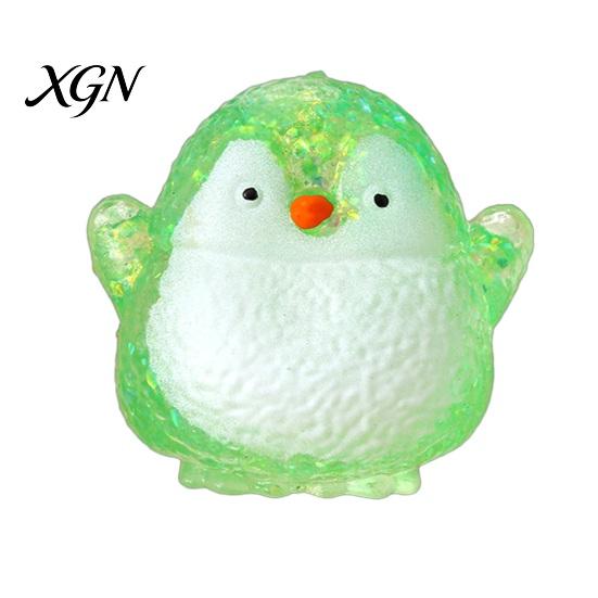 Glitter Stress Ball Squeeze Toy Translucent Powder Soft Slow Rebound Cute Kids Relief Penguin Shape Portable Safe