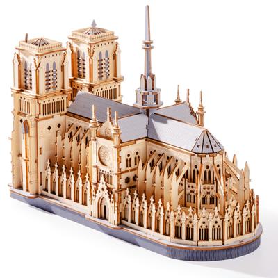 Rolife 3D Wooden Puzzle Notre Dame Cathedral Model Colorable Architectural Model Interior Decoration Creates Atmosphere Entryway Craft Kit DIY Time