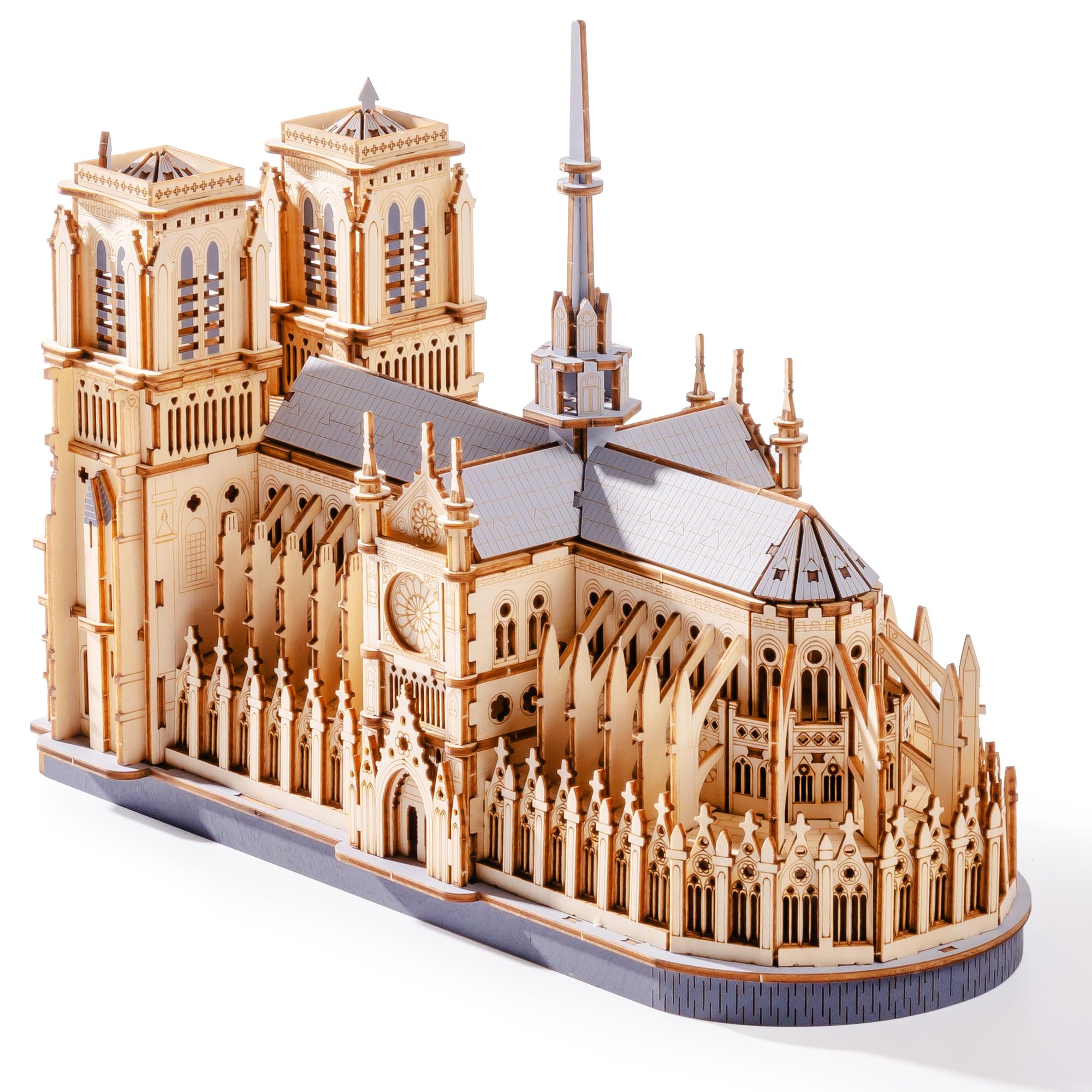 

Rolife 3D Wooden Puzzle Notre Dame Cathedral Model Colorable Architectural Model Interior Decoration Creates Atmosphere Entryway Craft Kit DIY Time