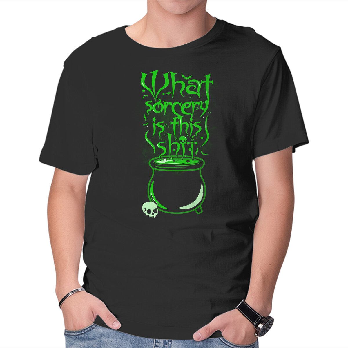 Unisex Crew Neck T-Shirt What Sorcery Graphic Short Sleeve Casual Tee XXL