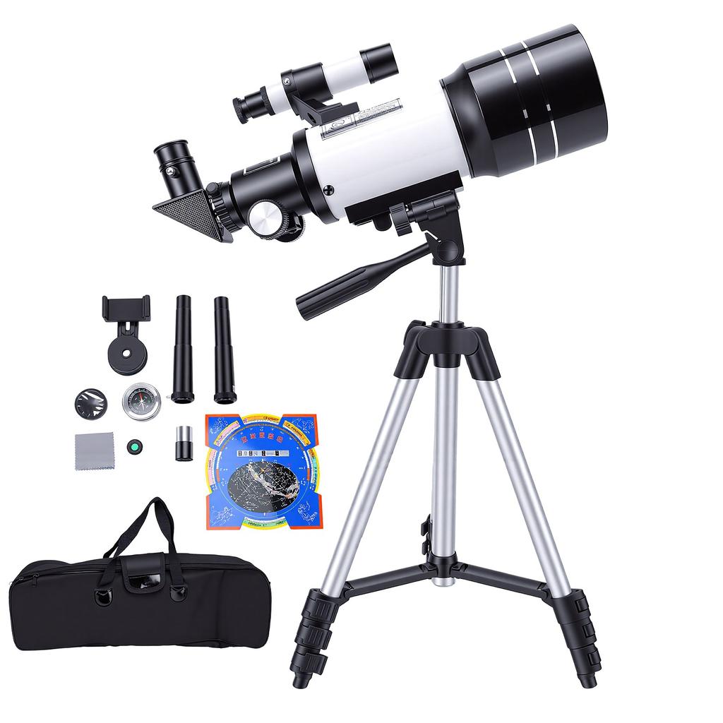 Professional Astronomical Telescope High Powered 70x300mm Astronomical Refracting Telescope with Tripod Barlow Lenses
