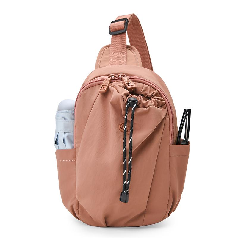 Women's Nylon Sling Backpack Drawstring Crossbody Chest Bag Lightweight Shoulder Daypack for Travel
