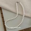 Cui Yan S925 Sterling Silver Korean Style Pearl Magnetic Clasp Necklace for Women - Elegant Versatile Clavicle Chain