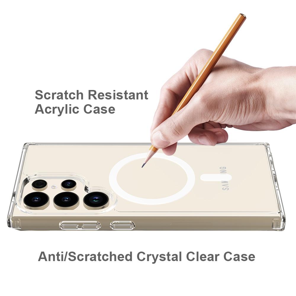 

For Samsung Galaxy S24 Ultra Clear Case Acrylic+TPU Magnetic Phone Cover A