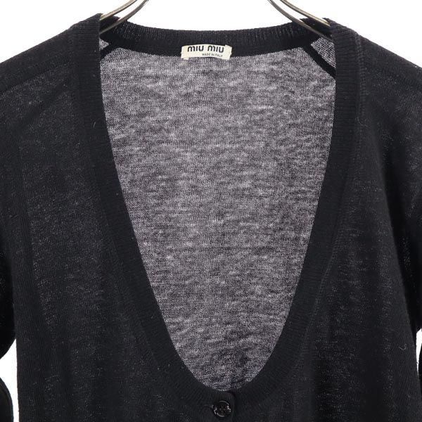 MIUMIU Made In Italy Long Sleeve Cashmere Blend Cardigan 40 Black Knit Women Used
