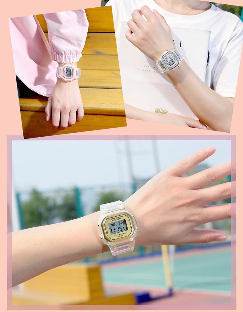 Sanda Transparent Strap Multifunctional Luminous Waterproof Sports Watch