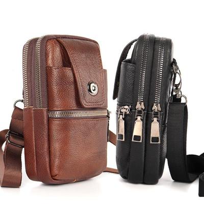 Men Travel Shoulder Bag  Phone Purse Phone Holster Case Leather Belt Waist Pouch Small Messenger Bag