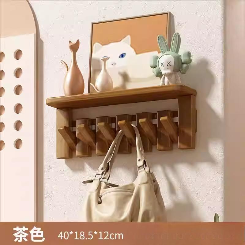 Modern Nordic Solid Wood Wall Mounted Clothes Hanger Luxury Living Bedroom Storage Rack Creative Home Furniture