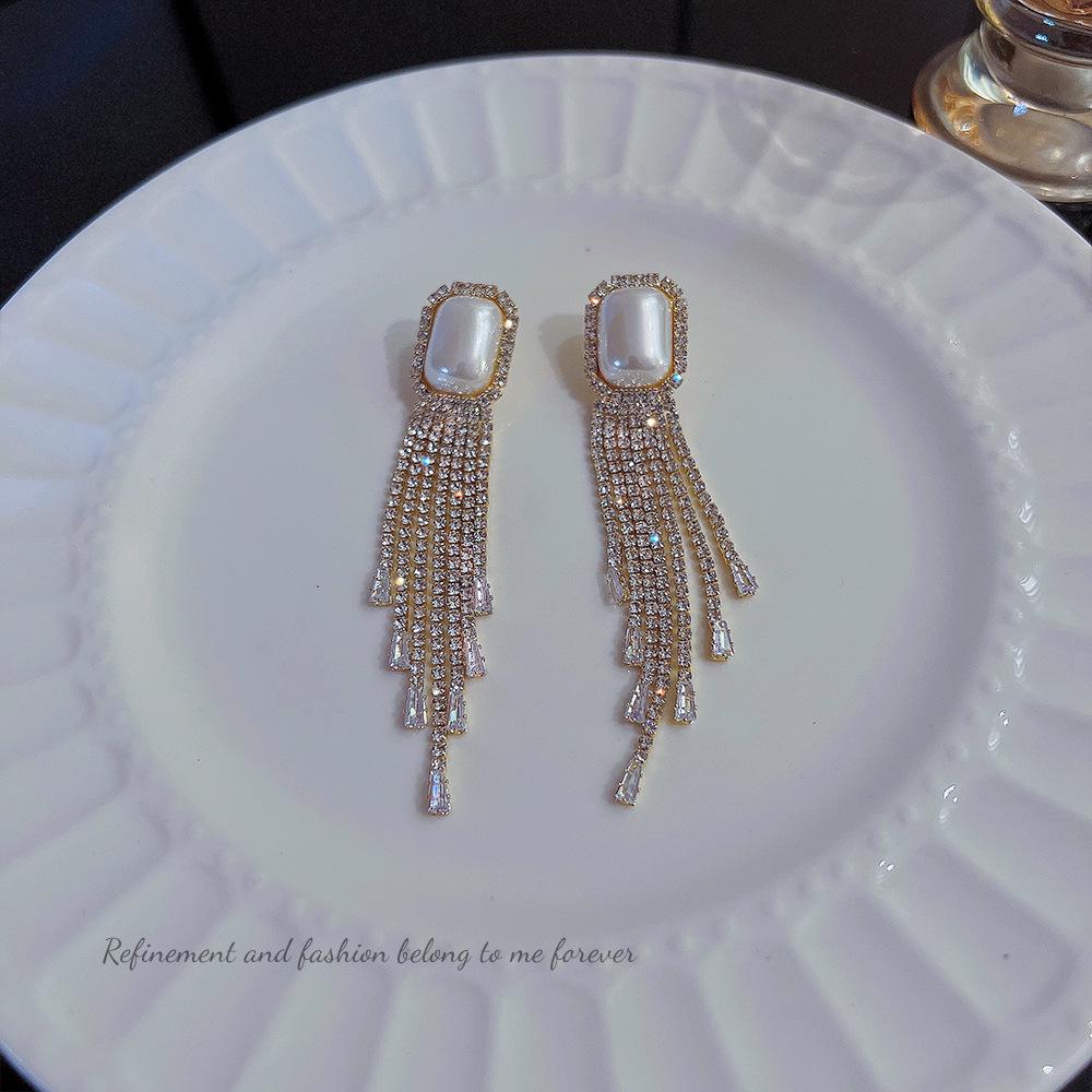 

2025 Imitation Diamond Tassel Earrings: Trendy Light Luxury 925 Silver for Women
