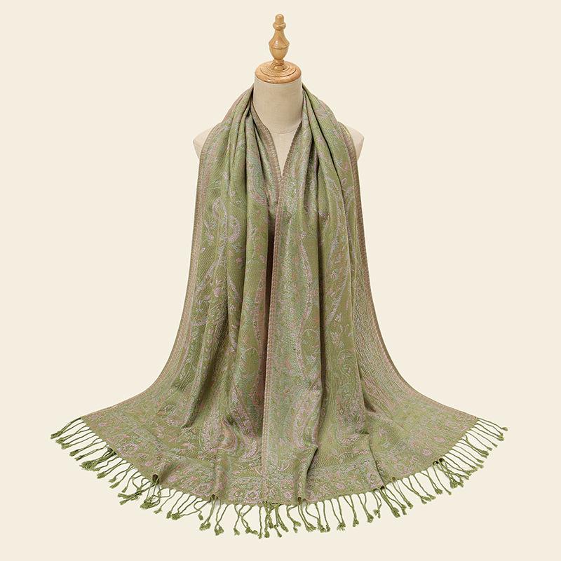 Classic Ethnic Style Jacquard Cashew Polyester Long Scarf with Literary Retro Women's Versatile Scarf Fashionable Elegant Shawl