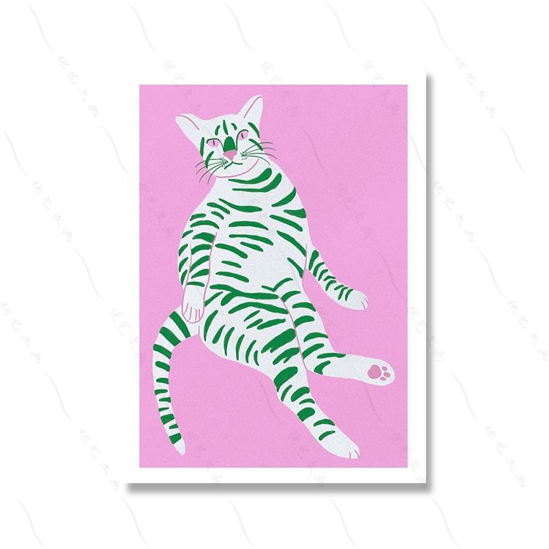 Nordic Abstract Animal Poster Red Pink Green Tiger Canvas Painting Funny Wall Art Prints Picture Kid Bed Room Home Decor