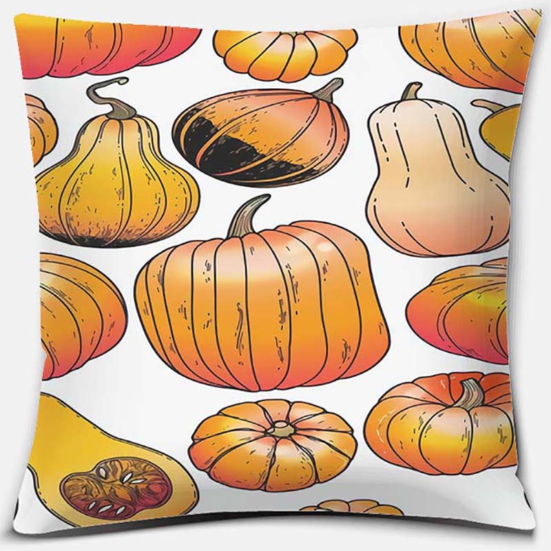 Pumpkin Halloween Thanksgiving Printing Series Pattern Pillowcase Square Pillowcase Home Office Decoration Pillowcase