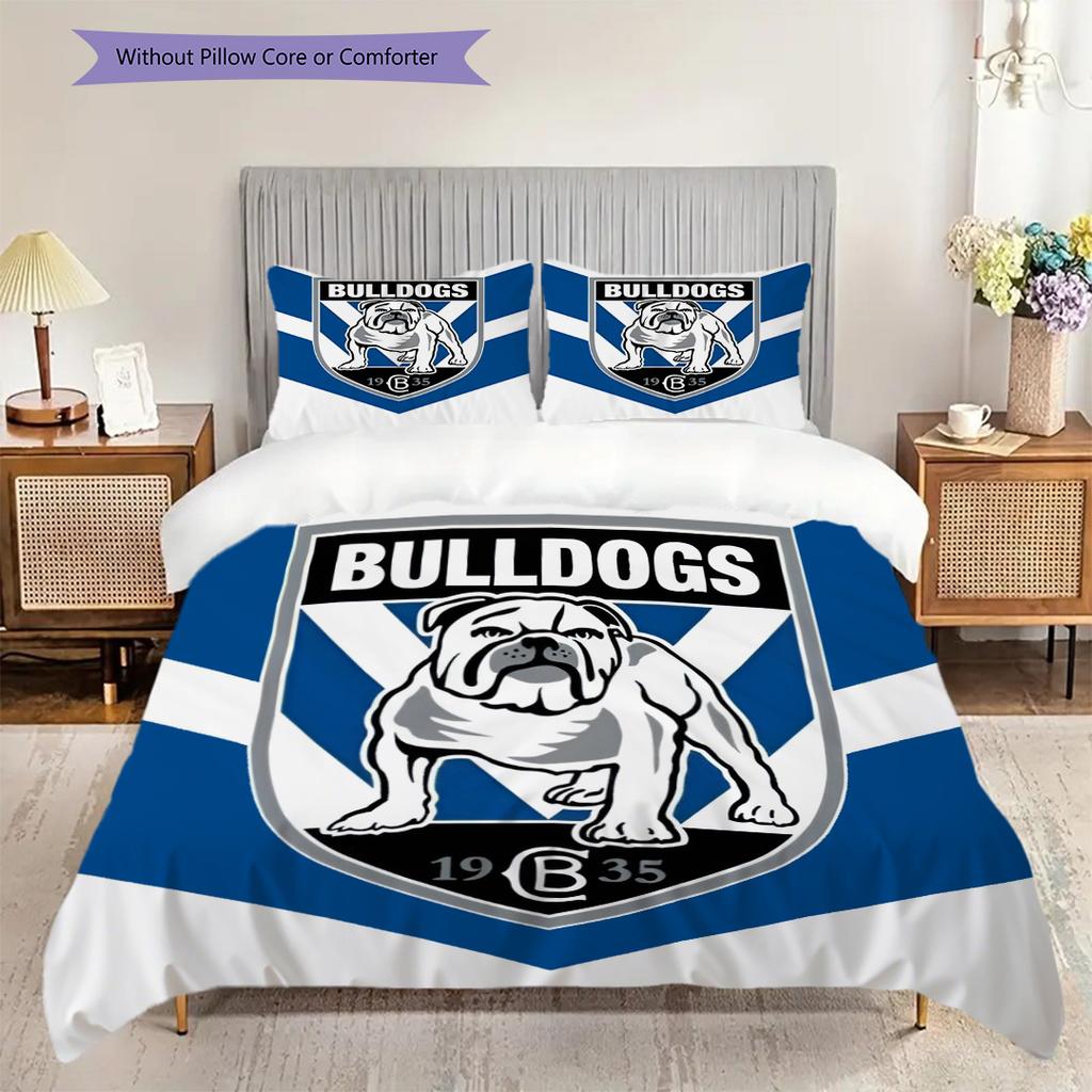 Canterbury Bulldogs Muster Bettwäsche Steppdecke Set Bettbezug Kissenbezug Heimdekoration Geburtstagsgeschenk (1 Bettbezug + 2 Kissenbezüge, ohne Füllung)