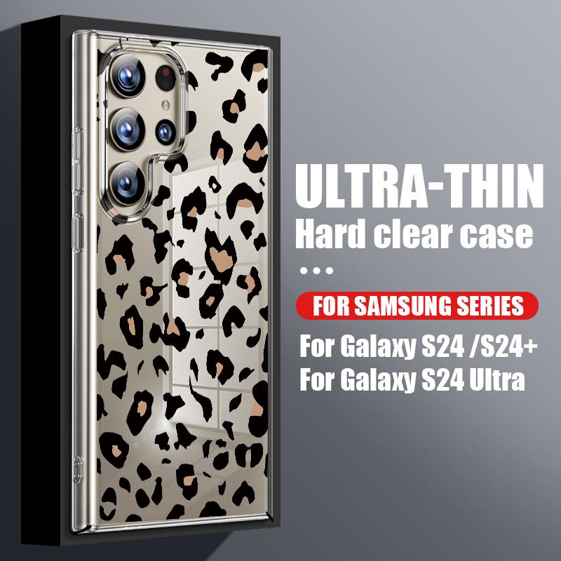 Leopard Print Pattern Clear Phone Case For Samsung Galaxy S26 S25 S24 S23 Ultra S22 Plus S25 FE A56 A36 A26 A55 A54 A15 PC Cover