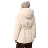 Women Mid Length Hooded Belted Faux Mink Fur Winter Overcoat