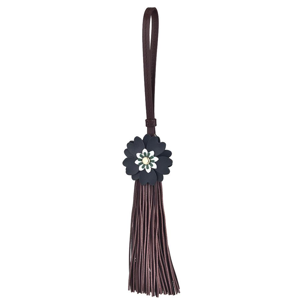 Minimalist Flower Keychain Woven Bag Charm With Faux Leather For Women