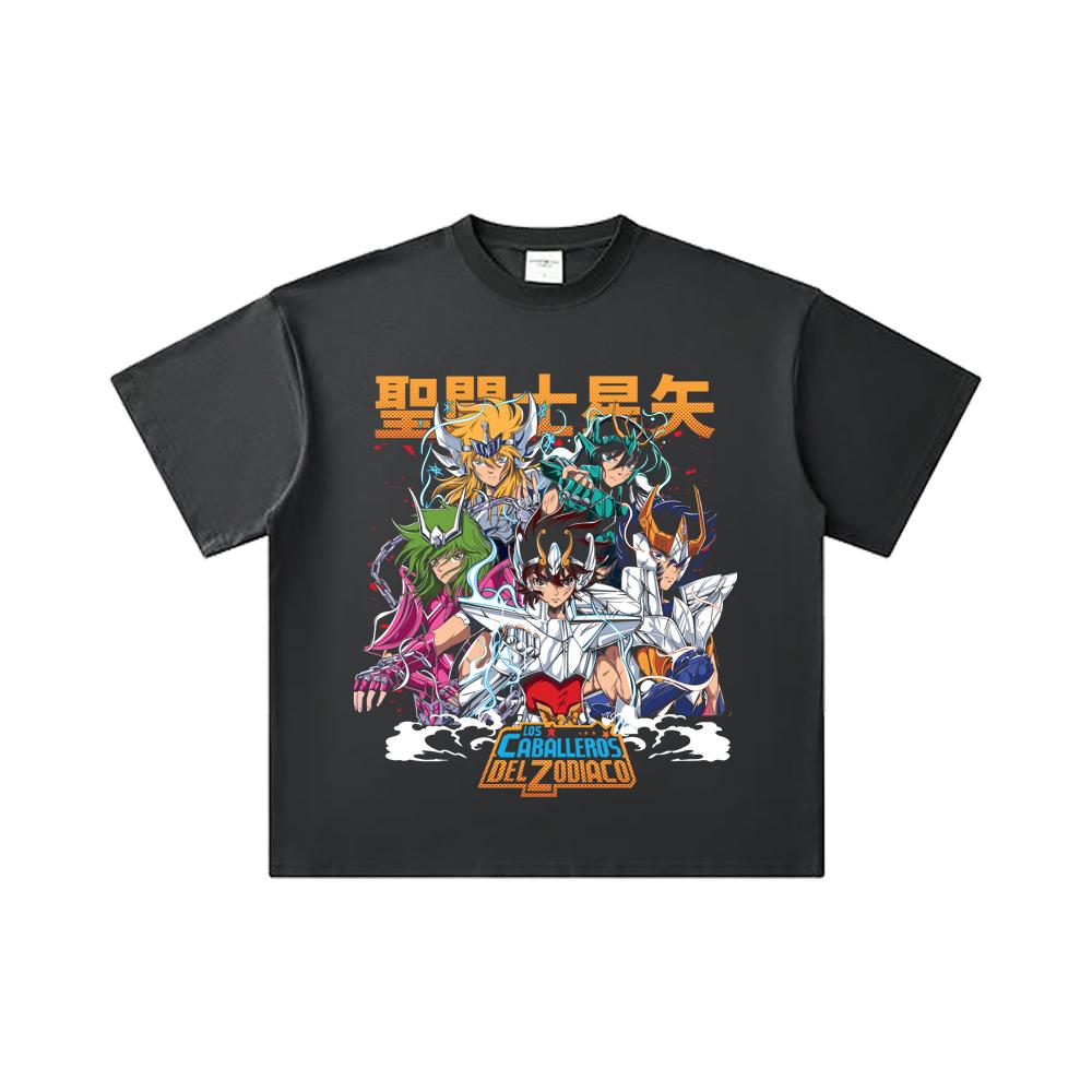 260 GSM Double Yarn 32 Count 100% Cotton Saint Seiya V1 Print Unisex Heavy Cotton T Shirt