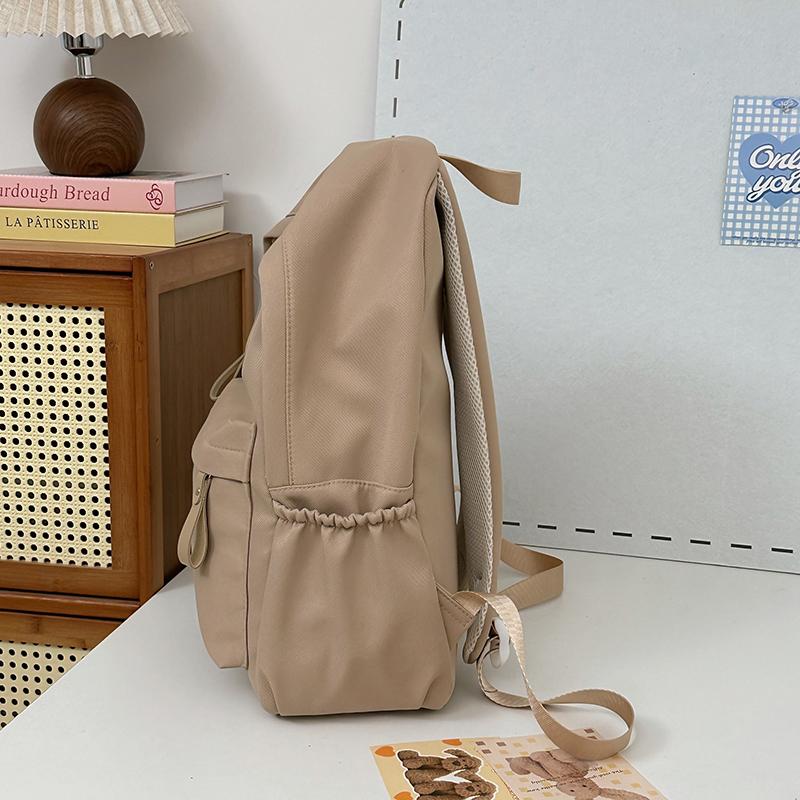 Solid Color Student School Bag Women's Large Capacity Backpack Campus Backpack