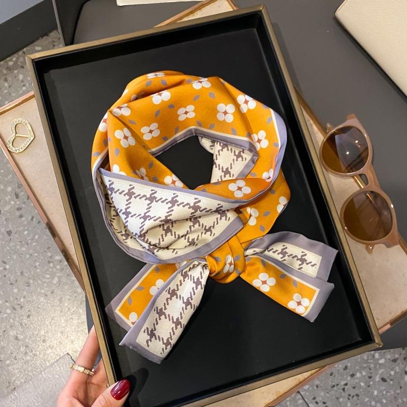 Satin high-end tied hair long silk scarf headband elegant and simple versatile hair band headband streamer hair accessories women's tied bag
