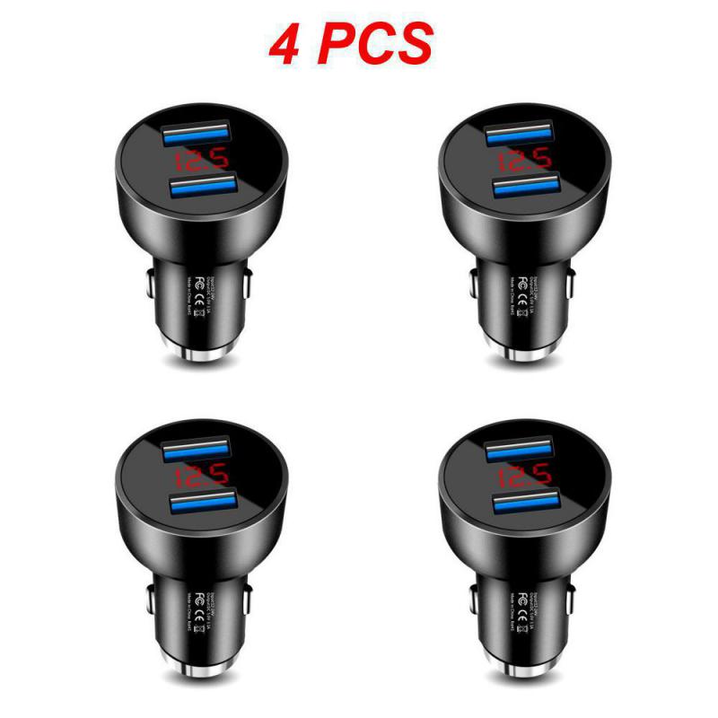 2~5PCS Auto Vehicle Car Dual USB Car Charger QC 3.0 Fast Charging Adapter Cigarette Lighter LED Voltmeter For All Mobile Phone