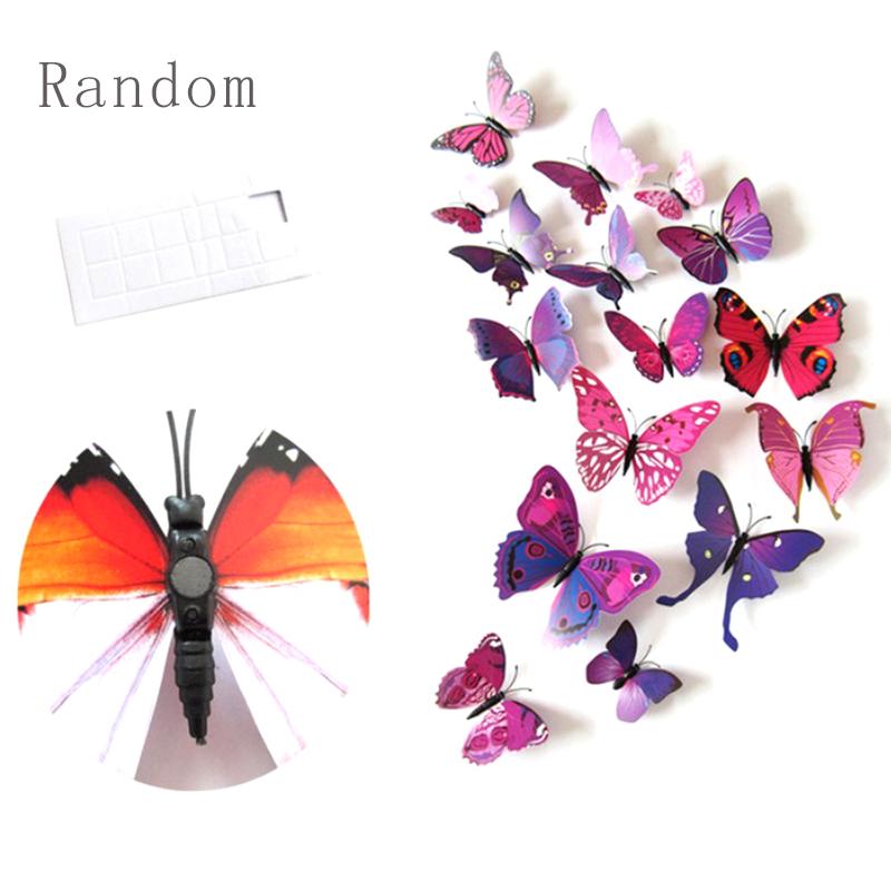 12PCS/Pack 3D Effect Butterfly Sticker Magnetic Refrigerator Wall Sticker PVC Modern Art Decal Home Decoration Creative Gift ZYF