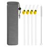 200*8mm Drinking Straw Set with Brush 4/5pcs Lemon Glass Straws High Borosilicate Bent Glass Straw Home Party Bar Drinkware