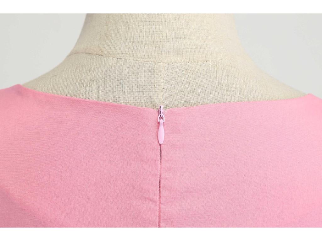 Kurzärmliges Swing-Kleid im Retro-Hepburn-Stil mit hoher Taille