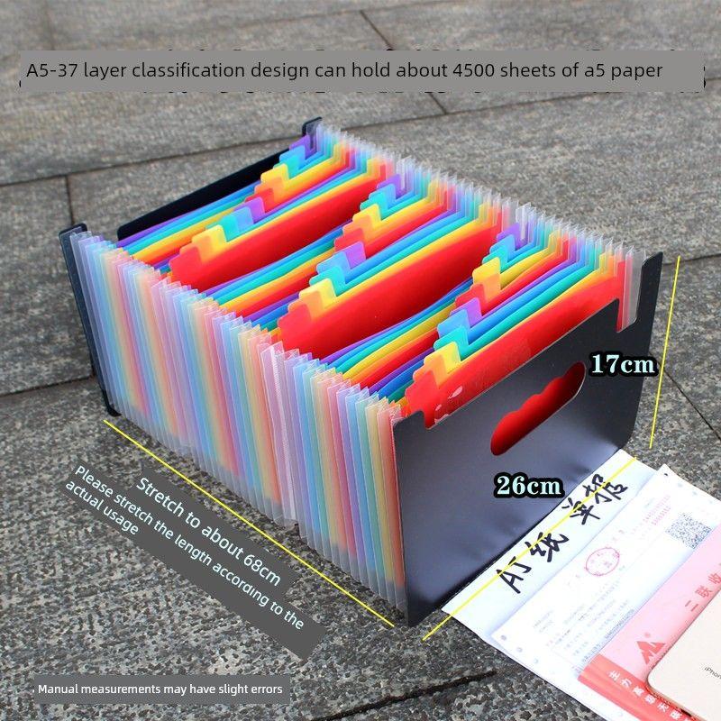 A5 Folder Large Capacity Expanding File Financial Invoice Folder Ticket Clips Folder Multi-Layer Classification Document Storage Box