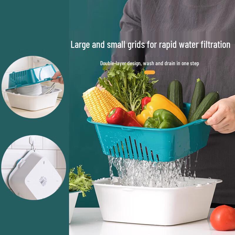 CHAHUA Double-Layer Drain Basket & Colander Set (4-Piece)