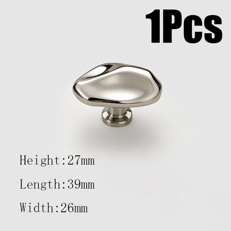 Creative Furniture Silver Shiny Wardrobe Door Pulls Solid Brass Handles Shoe Cabinet Kitchen Drawer Irregular Pebble Small Knobs