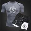 Men's Anime Double-Layer Quick-Dry Shorts & Tee Set for Outdoor Running & Fitness