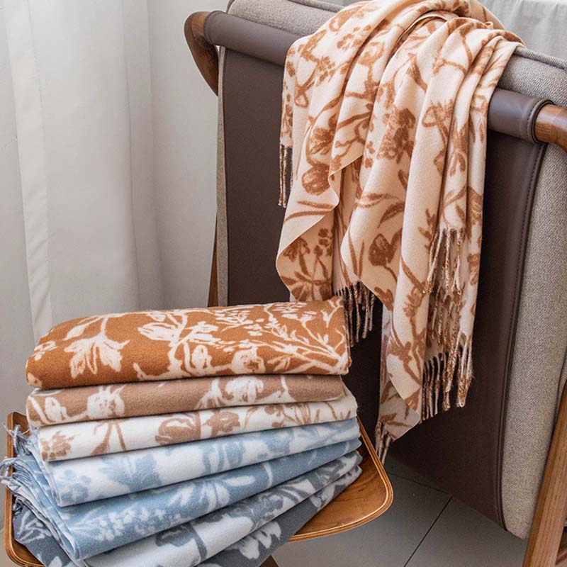 WTEMPO Retro Autumn Winter Printed Thick Warm Tassel Scarves Christmas Casual Versatile Cold-prood Windproof Outdoor Shopping/Commuting Scarf Shawls