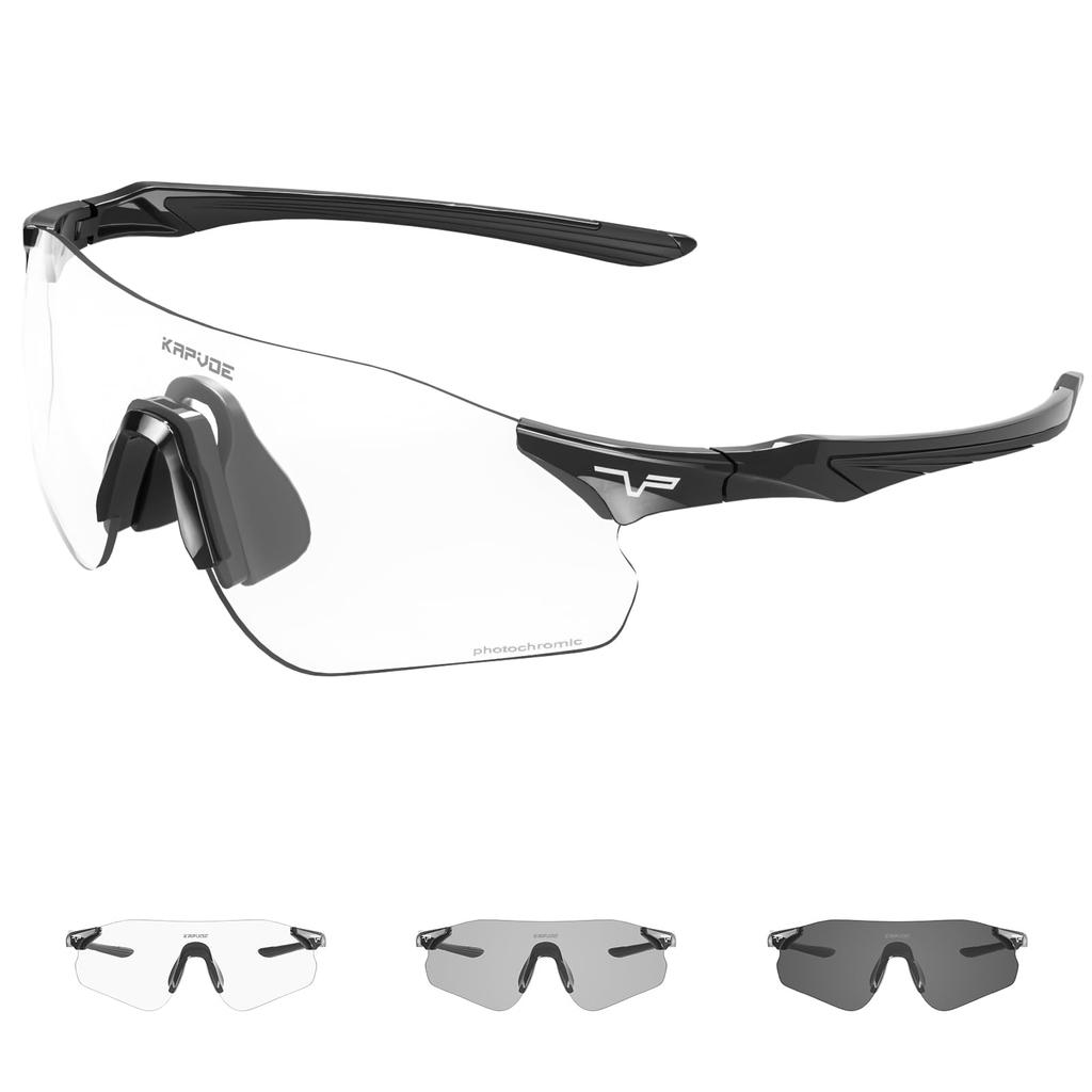 KAPVOE Photochromic Sports Ultra TR90 PC Photochromic UV Cycling Mountain Windproof Sunglasses, Lightweight, Frame, Lens, UV400, Protection, Women's,