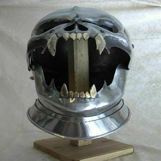Medieval Helmet Old Demonic Face Helmet Battle Ready Historical Treasure