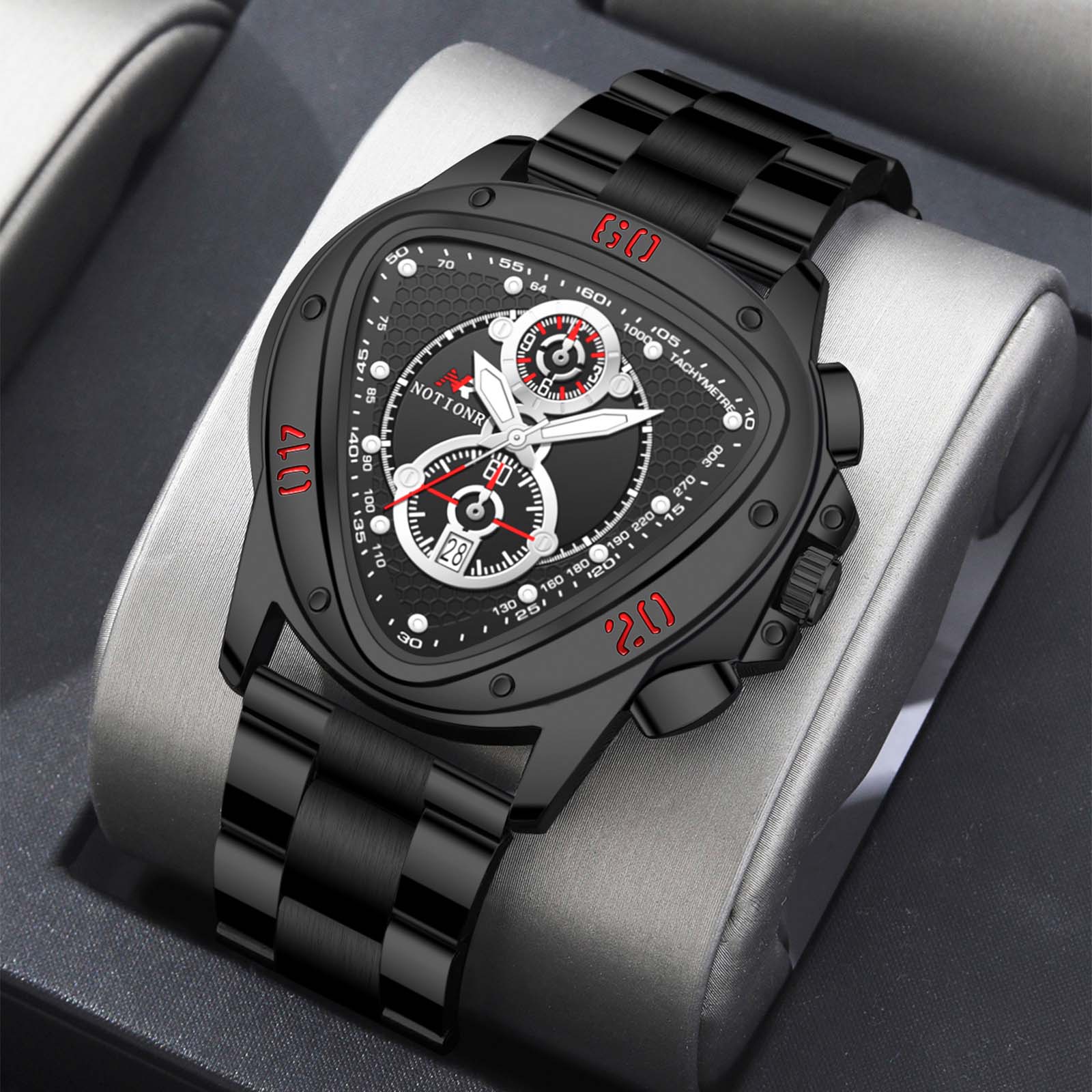 

Men s Casual Watch Men s Quartz Watch Triangle Watch Small Dial Watch Stainless Steel Watch Sports Watch срібний/чорний