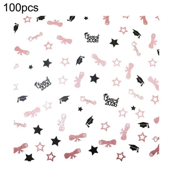 Yousheng 100 Pcs Graduation Confetti Glitter Grad Caps Bows Stars Confetti Class of 2026 Party Table Centerpiece for Graduation Party