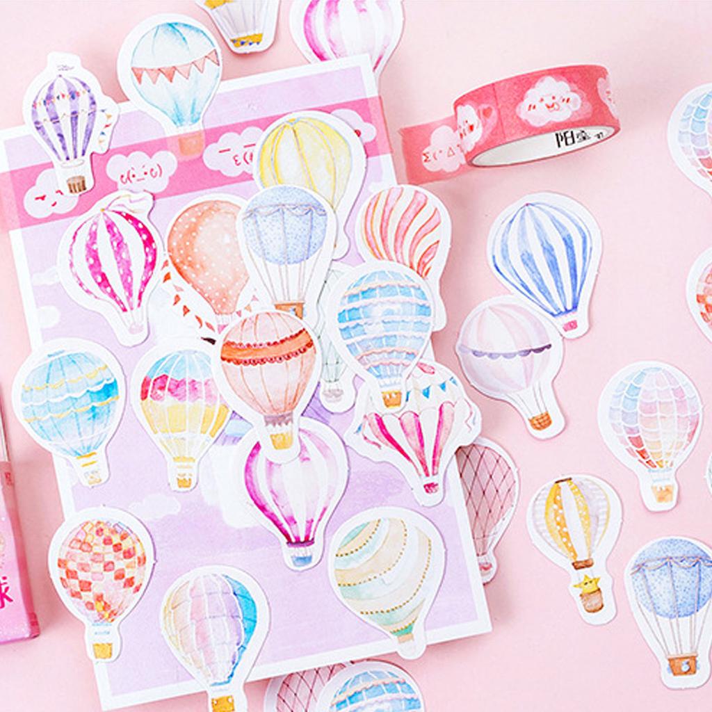 46 Pcs Balloon Stickers Hot Air Balloon Themed Adhesive Stickers for Album Decoration Scrapbooking Journaling
