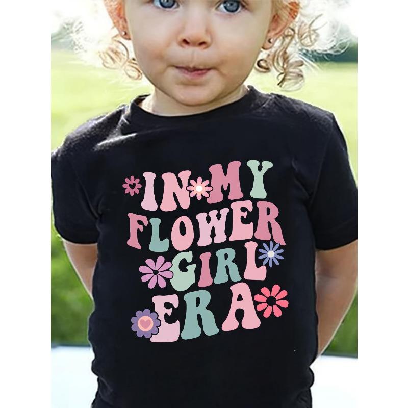 

European Size A Vintage Style Black T Shirt for Girls Featuring Colorful Text and Pastel Flower Patterns 98cm чёрный